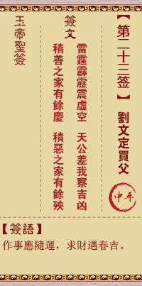 玉帝靈簽第23簽 玉帝靈簽第二十三簽解簽全解