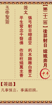玉帝靈簽第22簽 玉帝靈簽第二十二簽解簽全解