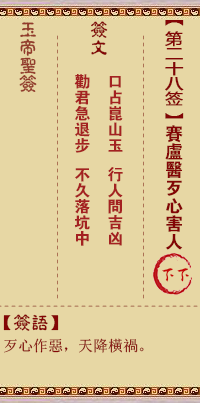 玉帝靈簽第28簽 玉帝靈簽第二十八簽解簽全解